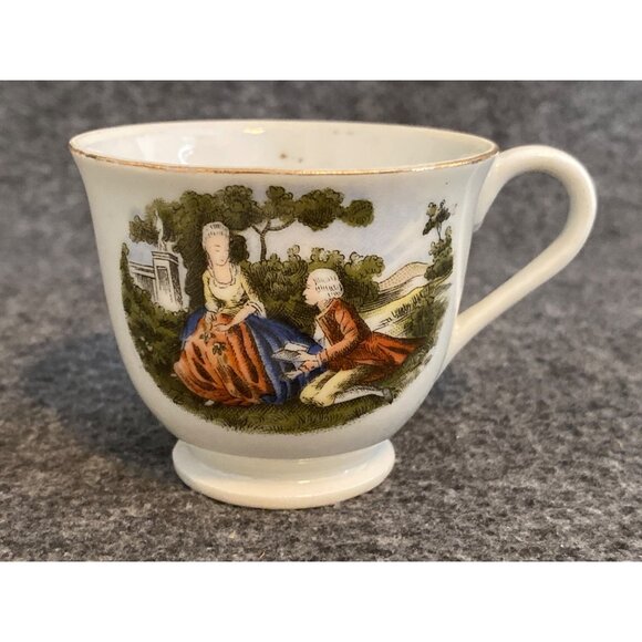 VTG Victorian Fragonard Couple China Cup Saucer Creamer Demitasse Replacement - Picture 12 of 16